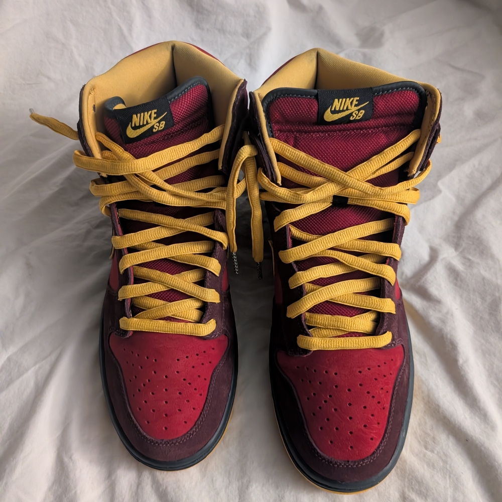 Nike Dunk High Premium SB in Red, Black & Yellow - Picture 5 of 5